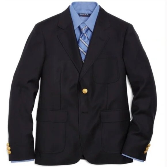 Brooks Brothers Loro Piana Wool Navy Blue Boys Blazer Sport Coat Jacket Size 8